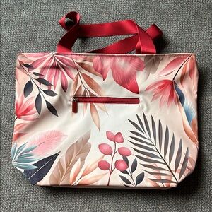 Floral Tote Bag with Red Accents